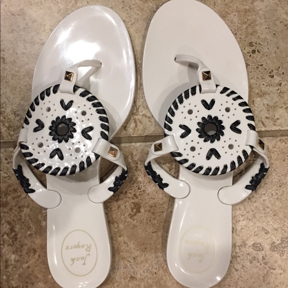 Jack Rogers black and white jellies
